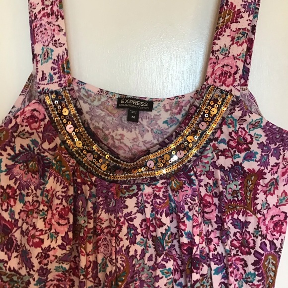 NWT EXPRESS FLORAL EMBELLISHED TANK - Picture 2 of 3
